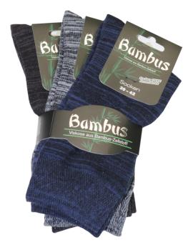 3 Paar MH Viskose Bambussocken ohne Gummidruck Meliert