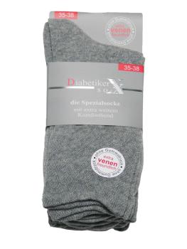 Preview: 3 Paar Damen Diabetiker Socken, grau-meliert