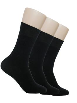 Preview: 3 Paar Damen Diabetiker Socken ohne Gummi, schwarz