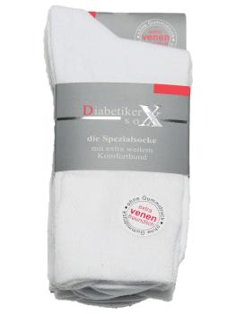 Preview: 3 Paar Damen Diabetiker Socken ohne Gummi, weiss