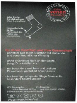 Preview: 3 Paar Herren Diabetiker Socken ohne Gummi, blau-meliert