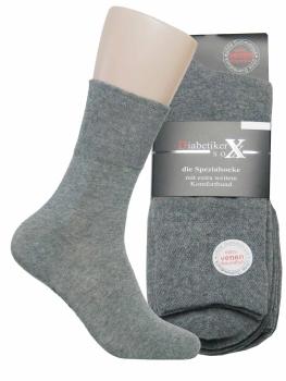 3 Paar Herren Diabetiker Socken ohne Gummi, grau-meliert
