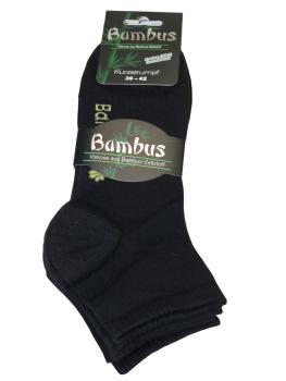 3 Paar MH Viskose Bambus Kurzschaft Socken Unisex, Schwarz
