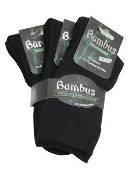 MH 3 Paar Viskose Bambus Socken Polstersohle, schwarz, Buendel