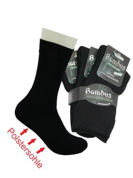 Preview: MH 3 Paar Viskose Bambus Socken Polstersohle, schwarz