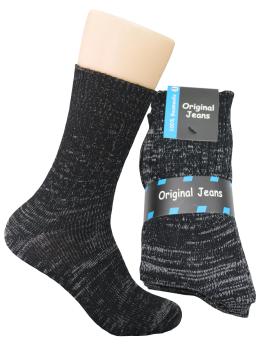 4 Paar Jeans Socken 100% Baumwolle, Schwarzmeliert