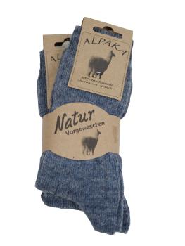 2 Paar Wollsocken mit Alpaka Wolle Feinstrick Wollsocken Unisex Jeansblau
