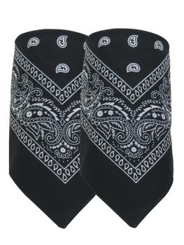 2er Set Bandana Paisley Muster Halstuch Nickituch Haarband, Schwarz