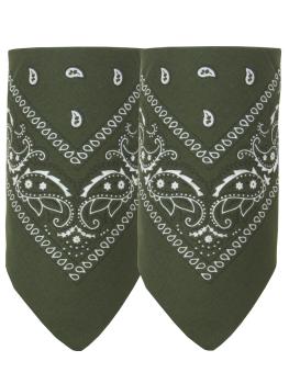 2er Set Bandana Paisley Muster Halstuch Nickituch Haarband, Olivgrün