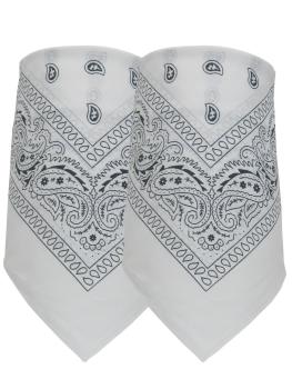 2er Set Bandana Paisley Muster Halstuch Nickituch Haarband, Weiss