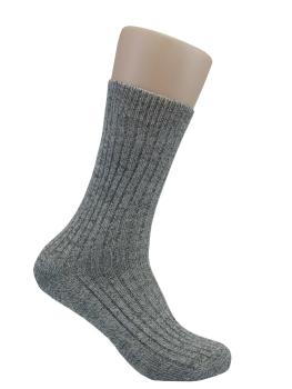 Preview: 3 Paar Norweger Socken Schafwolle ohne Gummi, Grau, Detail
