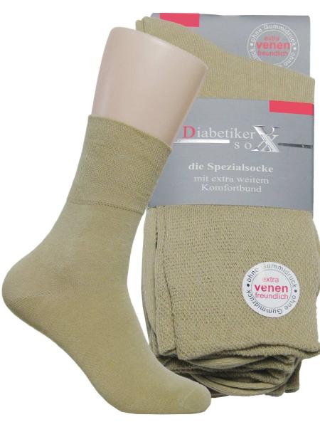 3 Paar Damen Diabetiker Socken, beige