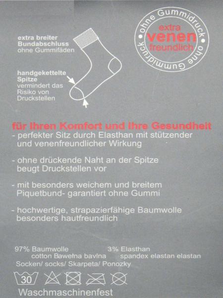 3 Paar Damen Diabetiker Socken ohne Gummi, blau-meliert