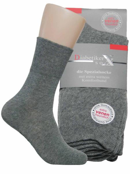 3 Paar Damen Diabetiker Socken, grau-meliert