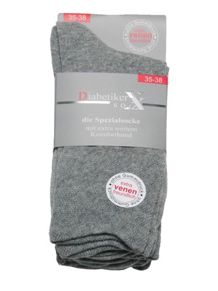 3 Paar Damen Diabetiker Socken, grau-meliert