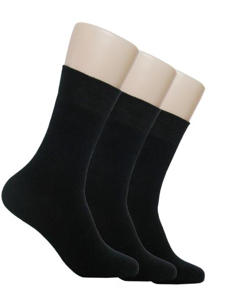 3 Paar Damen Diabetiker Socken ohne Gummi, schwarz