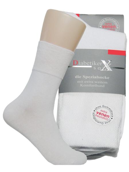 3 Paar Damen Diabetiker Socken ohne Gummi, weiss