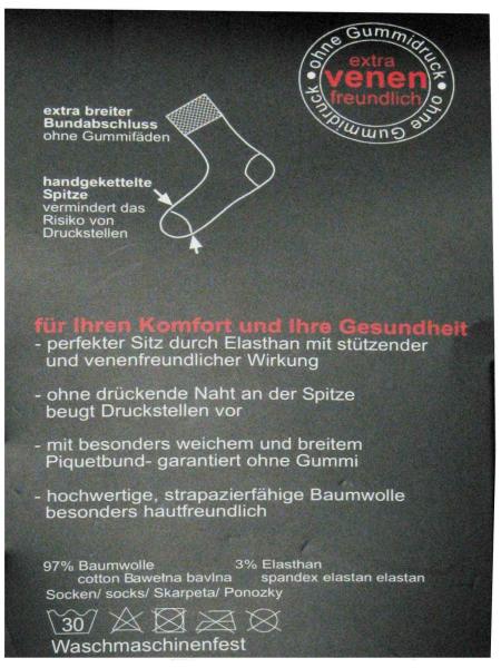 3 Paar Herren Diabetiker Socken ohne Gummi, schwarz