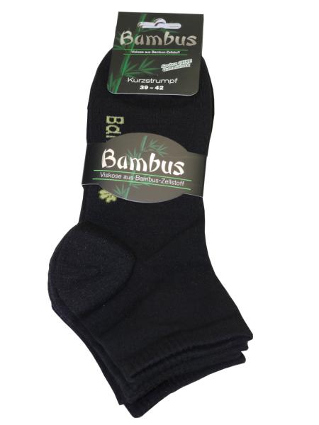 3 Paar MH Viskose Bambus Kurzschaft Socken Unisex, Schwarz
