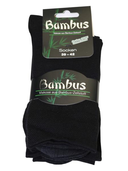 3 Paar MH Viskose Bambussocken ohne Gummidruck Schwarz