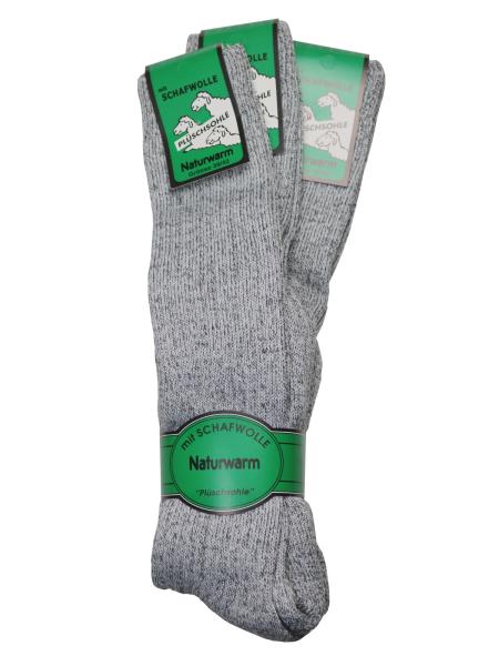 3 Paar Norweger Kniestrümpfe Frotteesohle, Grau