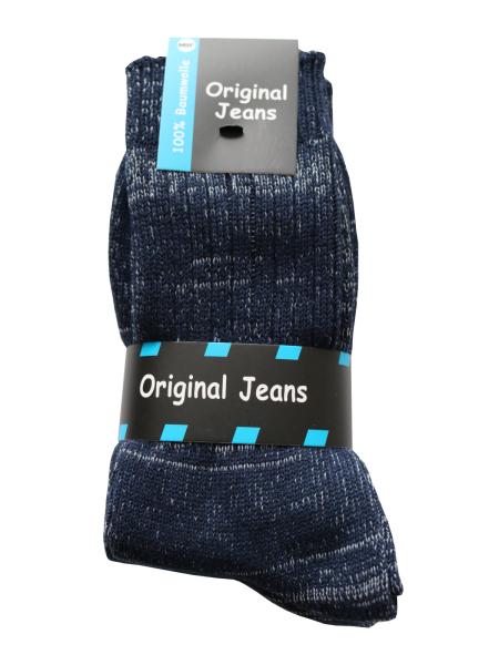 4 Paar Jeans Socken 100% Baumwolle, Blaumeliert, Bündel
