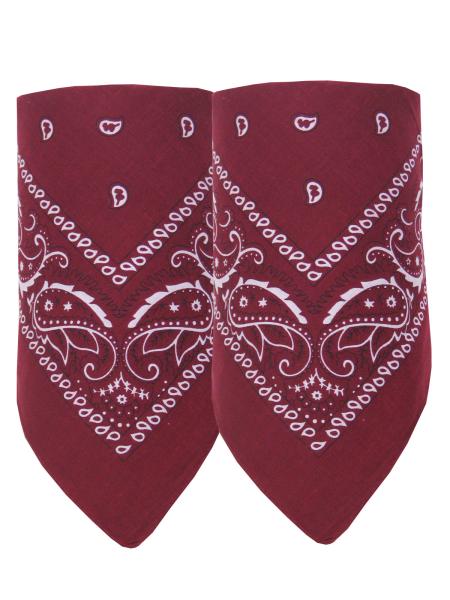 2er Set Bandana Paisley Muster Halstuch Nickituch Haarband, Weinrot