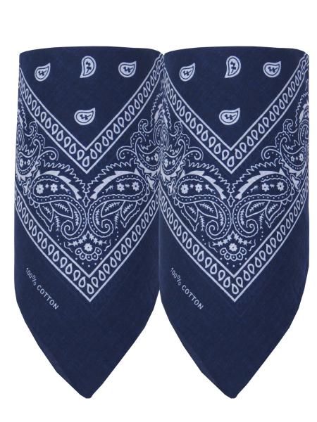 2er Set Bandana Paisley Muster Halstuch Nickituch Haarband, Dunkelblau