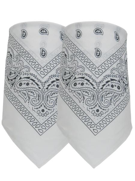 2er Set Bandana Paisley Muster Halstuch Nickituch Haarband, Weiss