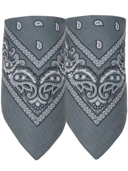 2er Set Bandana Paisley Muster Halstuch Nickituch Haarband, Grau