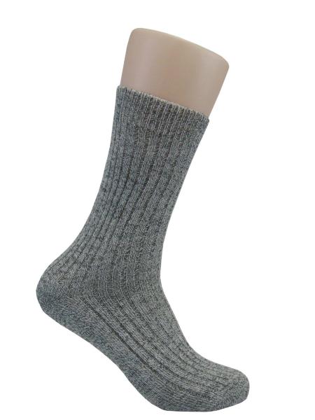3 Paar Norweger Socken Schafwolle ohne Gummi, Grau, Detail