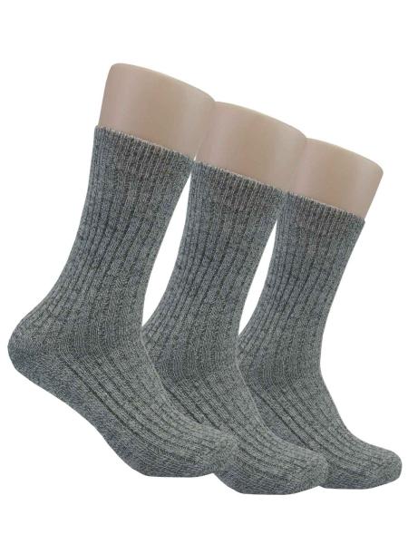 3 Paar Norweger Socken Schafwolle ohne Gummi, Grau