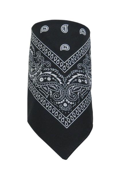 Bandana Nickytuch Paisley Muster reine Baumwolle, schwarz