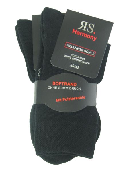 RS Harmony 2 Paar Damen Socken Frotteesohle Softrand Schwarz